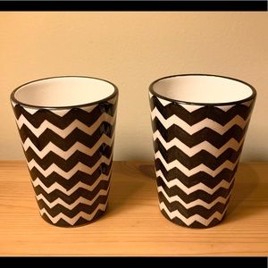 Two Handmade Ceramic Cups with Cool Zig-Zag Design